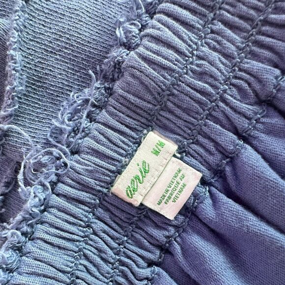 Aerie Weekend Ruffle Tiered Mini Skirt Blue Terry Cloth Pull On Women's Size M - Picture 9 of 13